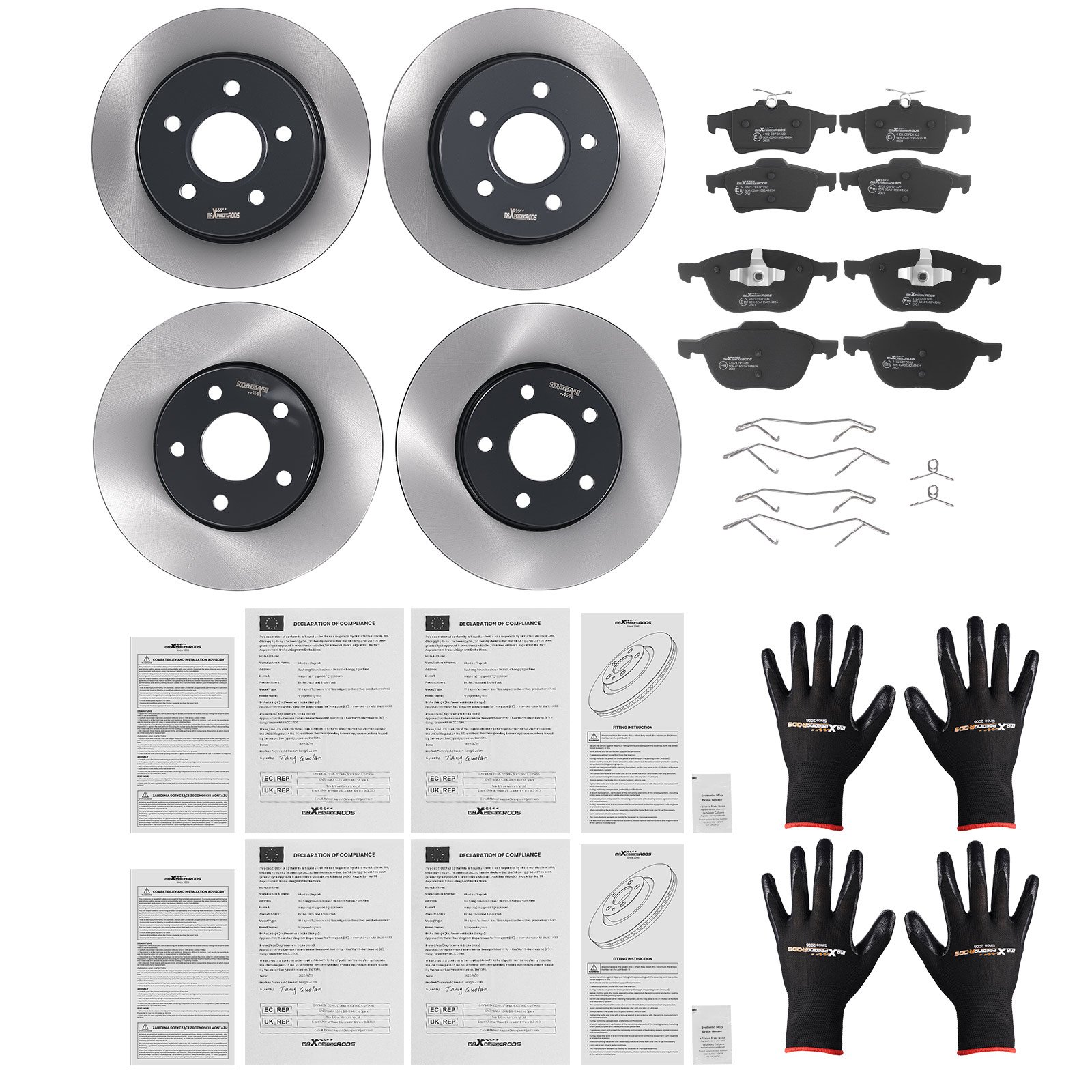Front Rear Brake Discs & Pads for Ford C-Max/Ford Focus Estate 2003-2011 1223540