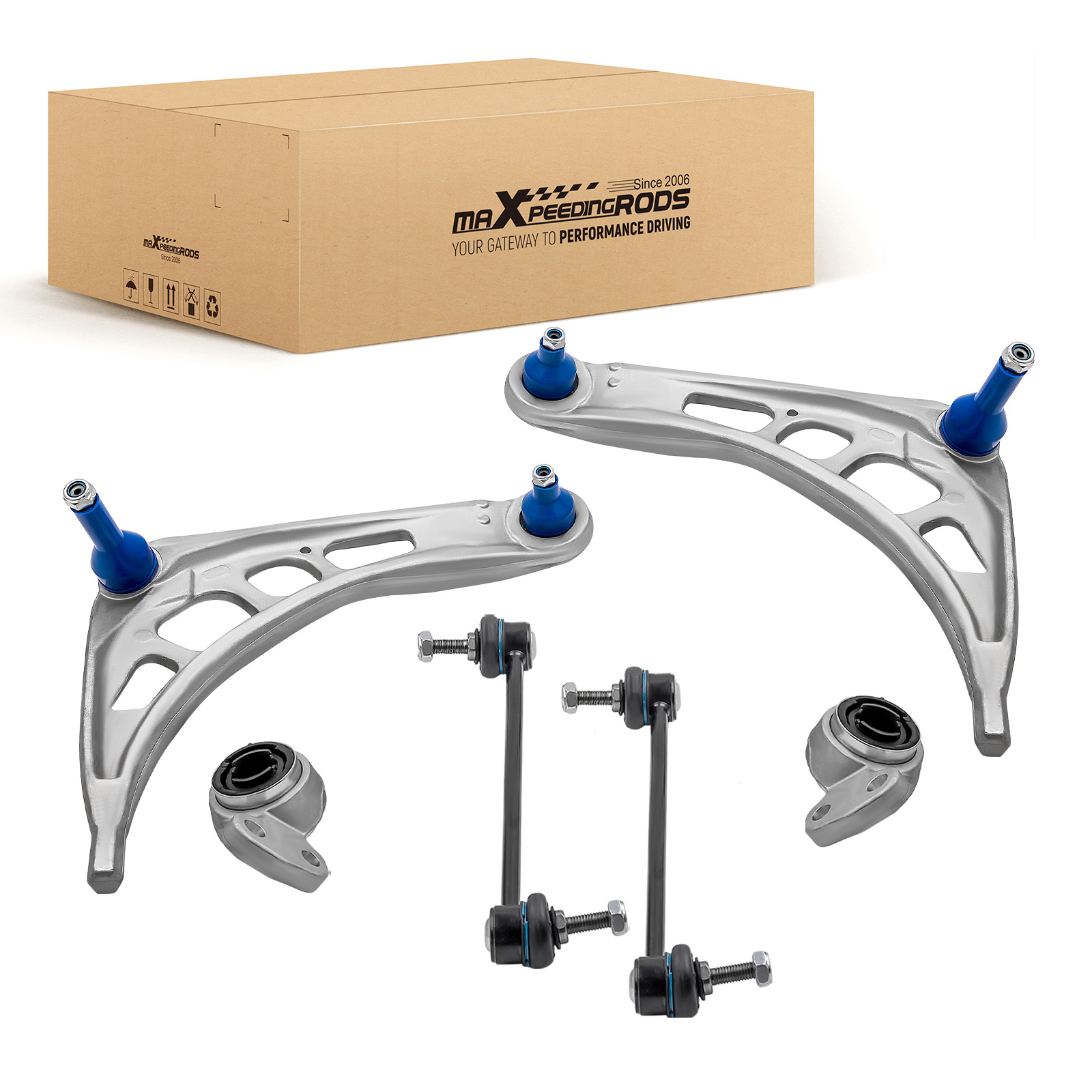 Front Lower Suspension Wishbone Arms, Bushes & Links Kit For BMW 3 Series E46 Z4