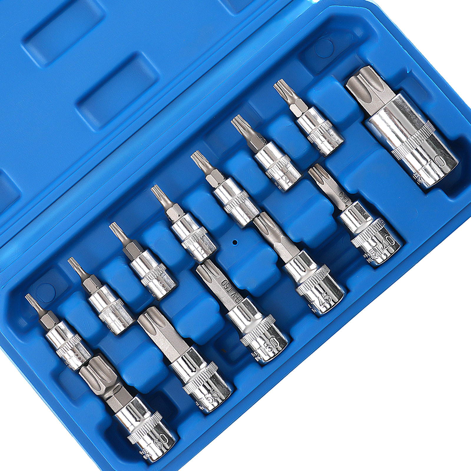 12pcs Socket Set T8-T70 CRV Steel 1/4 3/8 1/2 Drive with Case