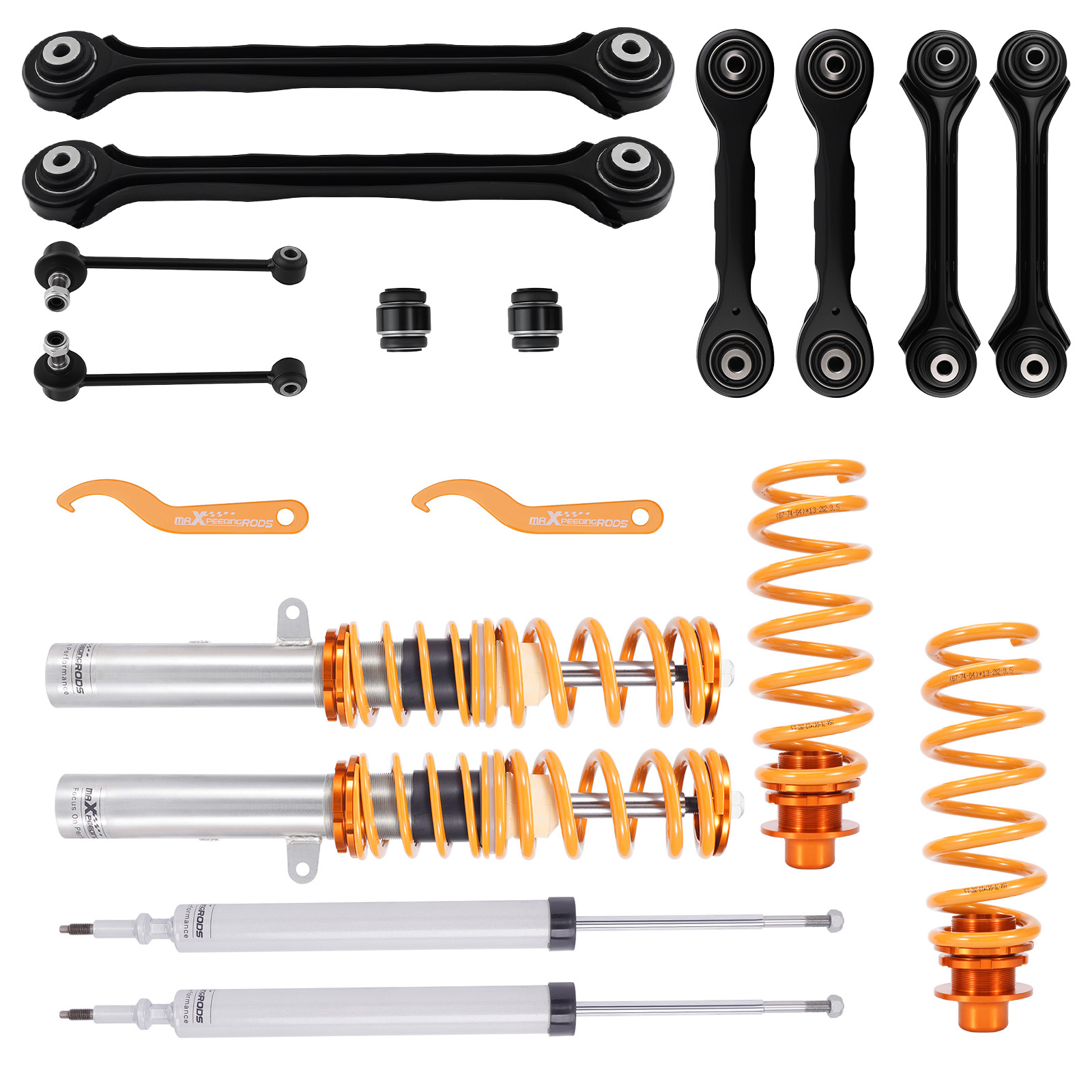 Coilovers+10x Rear Wisbone Track Control Arm Kit For BMW E90 E91 E92 E93