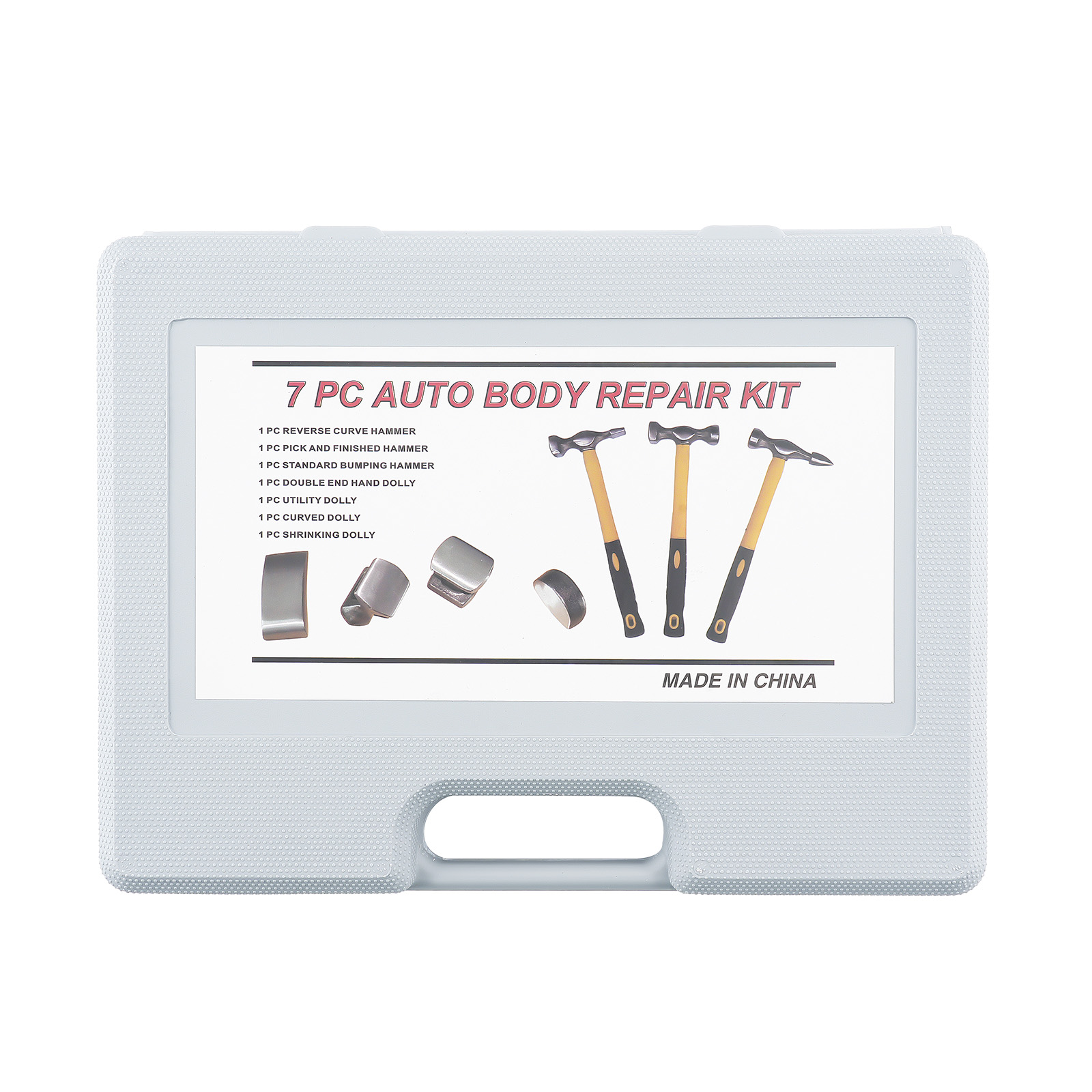Car Auto Body Panel Beating Dent Repair Tool Kit Dent Hammer Dolly Set 7pcs