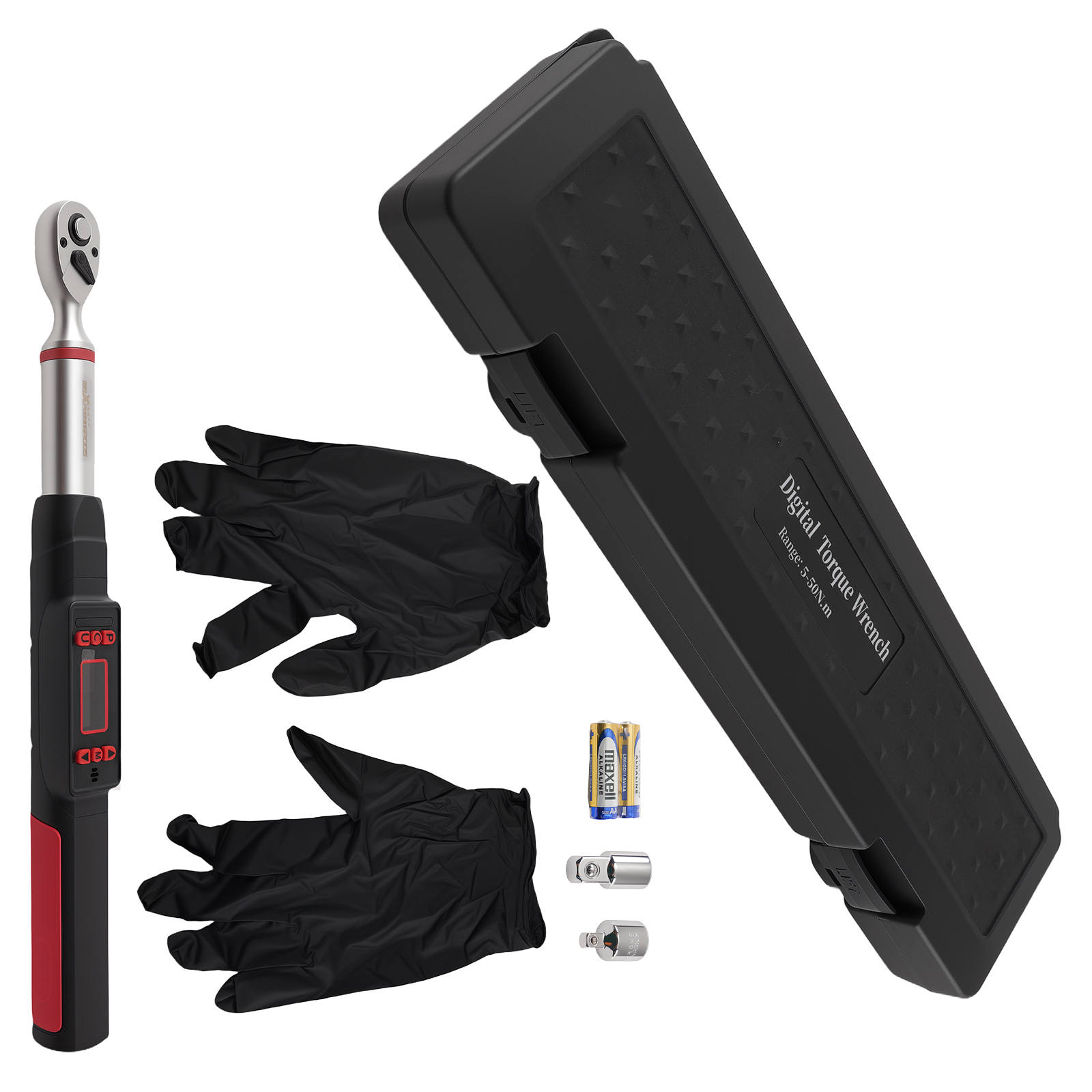 3/8 Drive Digital Torque Wrench 5-50Nm Chrome-Vanadium Steel Tool Set