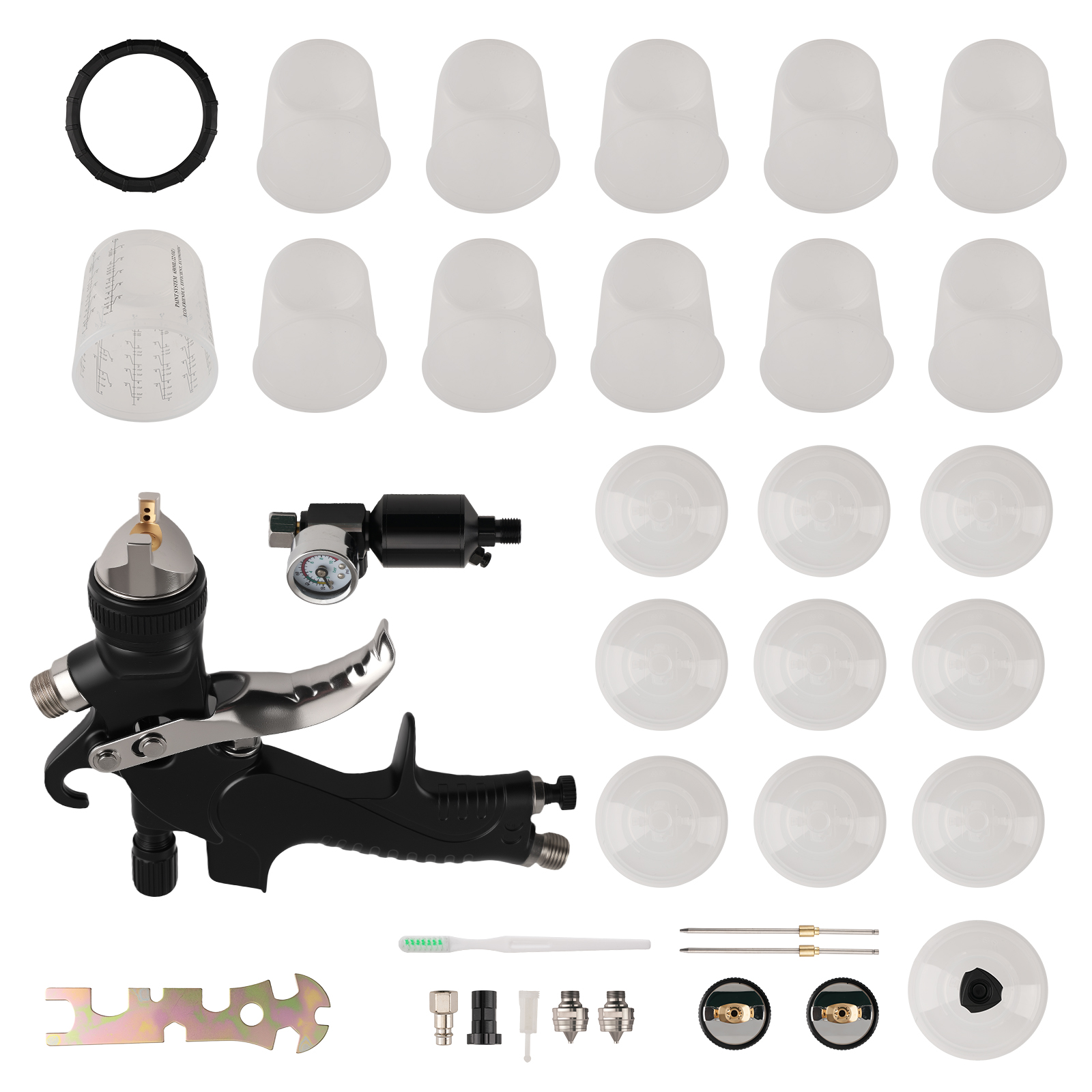 600ml Gravity Feed Spray Gun Set for Automotive Furniture Painting 3 Nozzle Size
