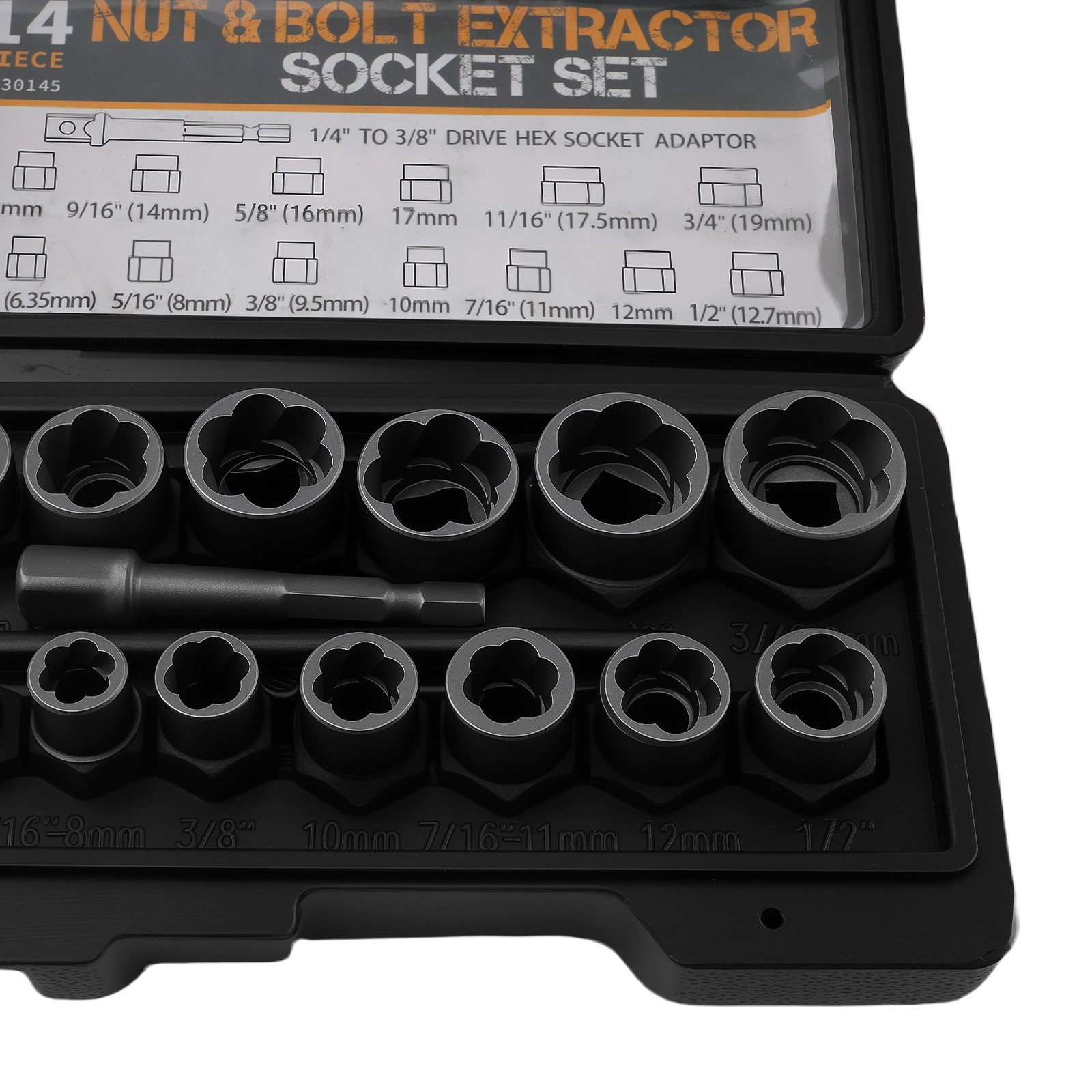 15PCS Bolt Extractor Socket Set for Damaged Lugs 6.35-19mm Impact Tool Set