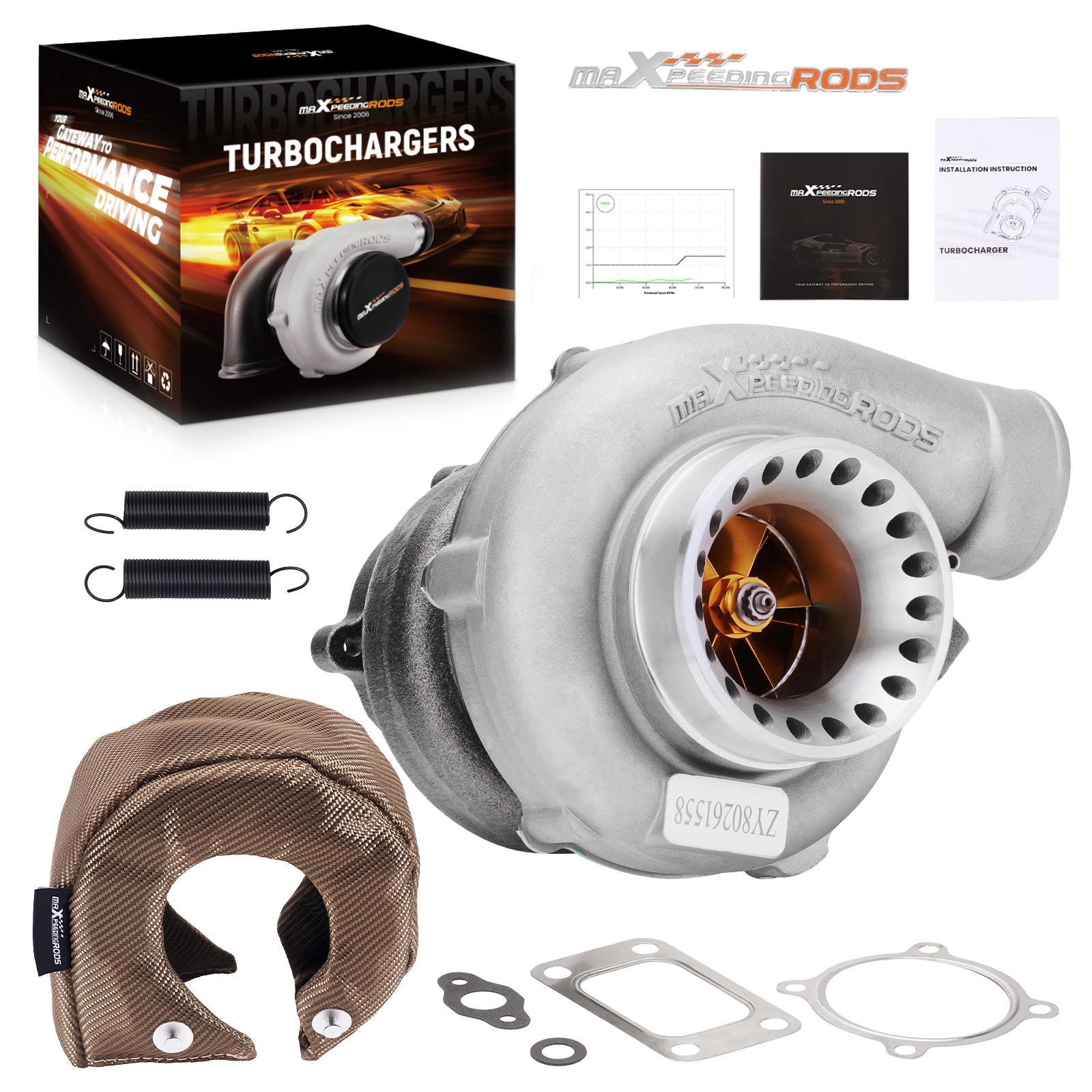 GT3582 GT35 Universal Street Turbocharger T3 Flange A/R.7 + Blanket Heat Shield