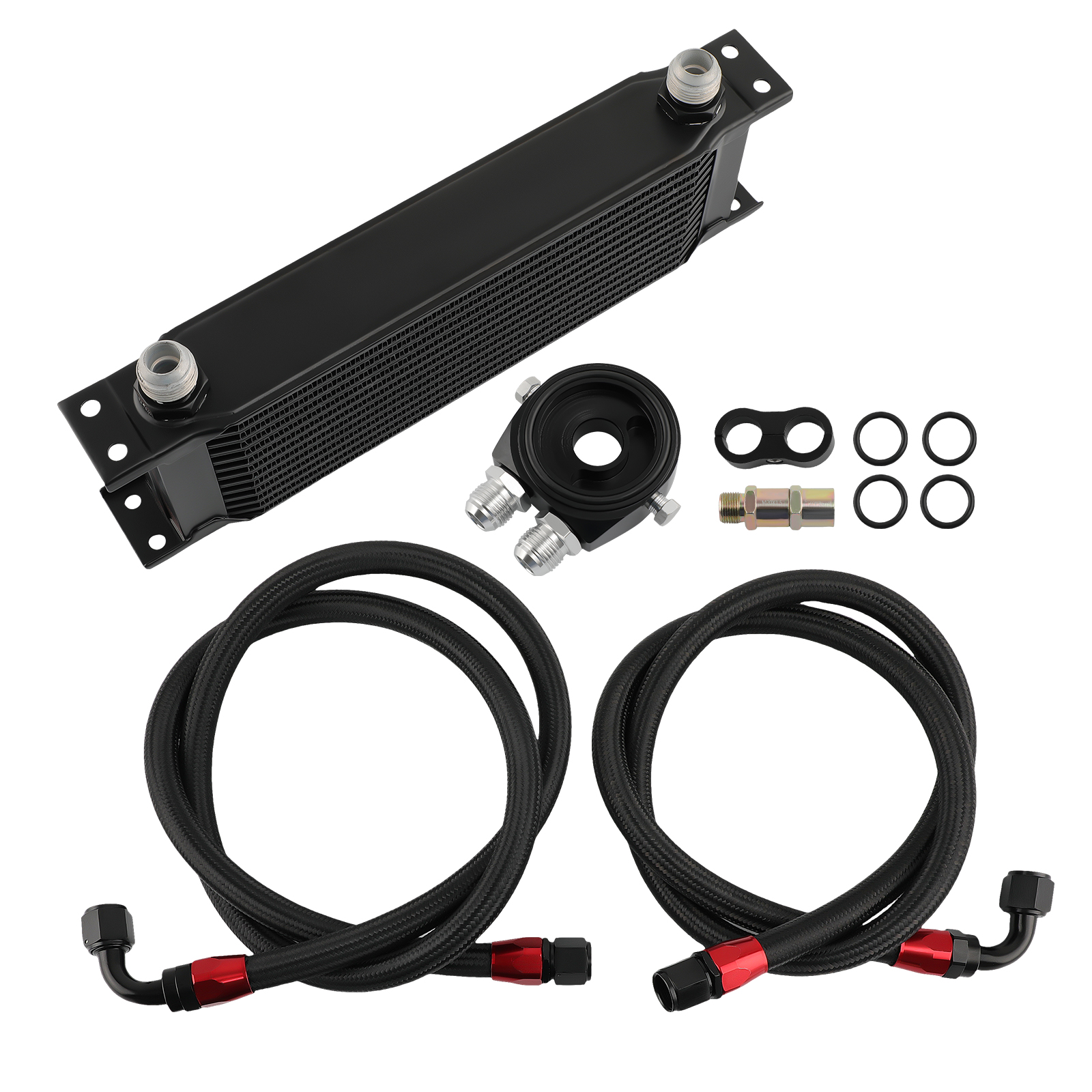 13 Row 10 AN Transmission Oil Cooler Filter Adapter Hose Fitting Kit Universal