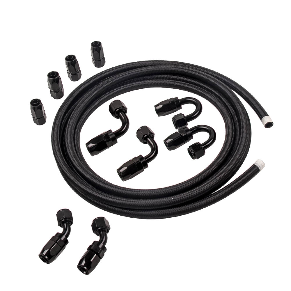 16FT 8AN AN-8 Oil Fuel Line Hose Oil Fuel Line Hose End Fitting Adaptor Kit